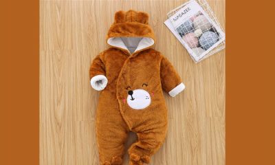 bear design long sleeve baby jumpsuit