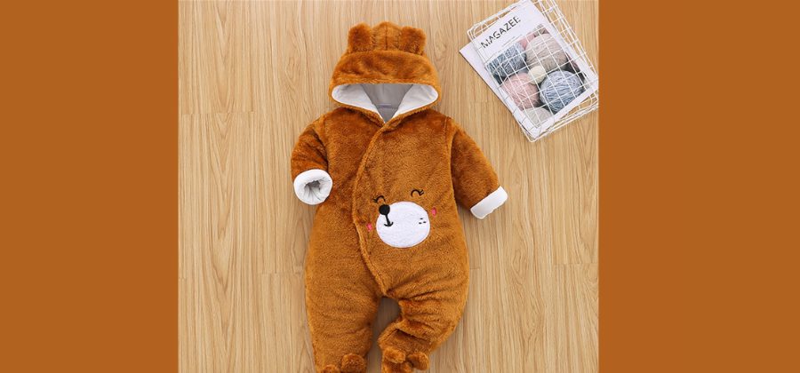 bear design long sleeve baby jumpsuit